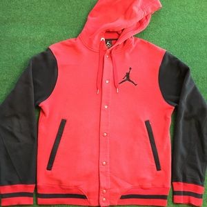 Vtg Jordan Jumpman Varsity Button Up Hoodie